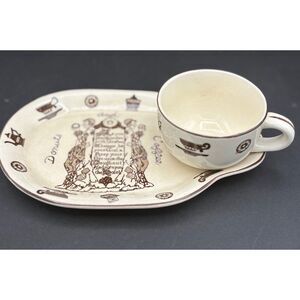 Vintage Parksmith 40s Coffee and Donuts Ceramic Dessert Plate Humor